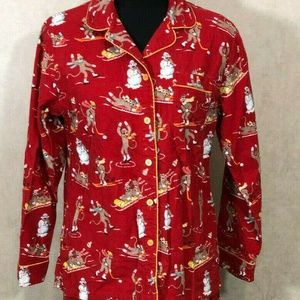 Nick and Nora Pajama TOP M Xmas Christmas Red PJs
